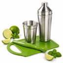 Ver imagem 1 de Kit Coqueteleira Completo Socador Tabua Caipirinha 4 Pecas 400ml Preparador Aluminio Bebida Fruta Ca