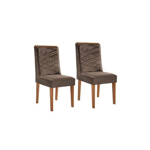 Cadeira Sala de Jantar Dafne Luxo Kit 2 Un Imbuia/Veludo Capuccino - Rufato