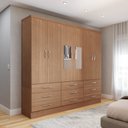 Ver imagem 1 de Guarda-roupa Casal Madri 6 Portas 9 Gavetas com Espelho Cinamomo - Panorama Móveis