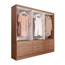 Ver imagem 4 de Guarda-roupa Casal Madri 6 Portas 9 Gavetas com Espelho Cinamomo - Panorama Móveis