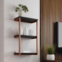 Ver imagem 2 de Nicho de Parede Industrial 3 Prateleiras Milão - Cobre e Preto - Cor: Marrom