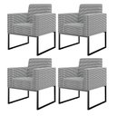 Ver imagem 1 de Kit 04 Poltronas Decorativas Sala Base fixa Metal Helô L02 Pied Poule - Lyam Decor