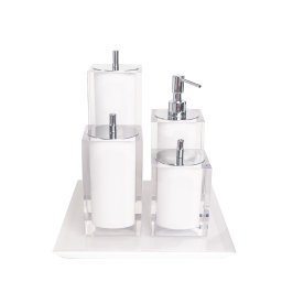 Conjunto Banheiro 4 Pçs Resina Cristal Branco - Cromado - 3