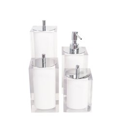 Conjunto Banheiro 4 Pçs Resina Cristal Branco - Cromado - 2