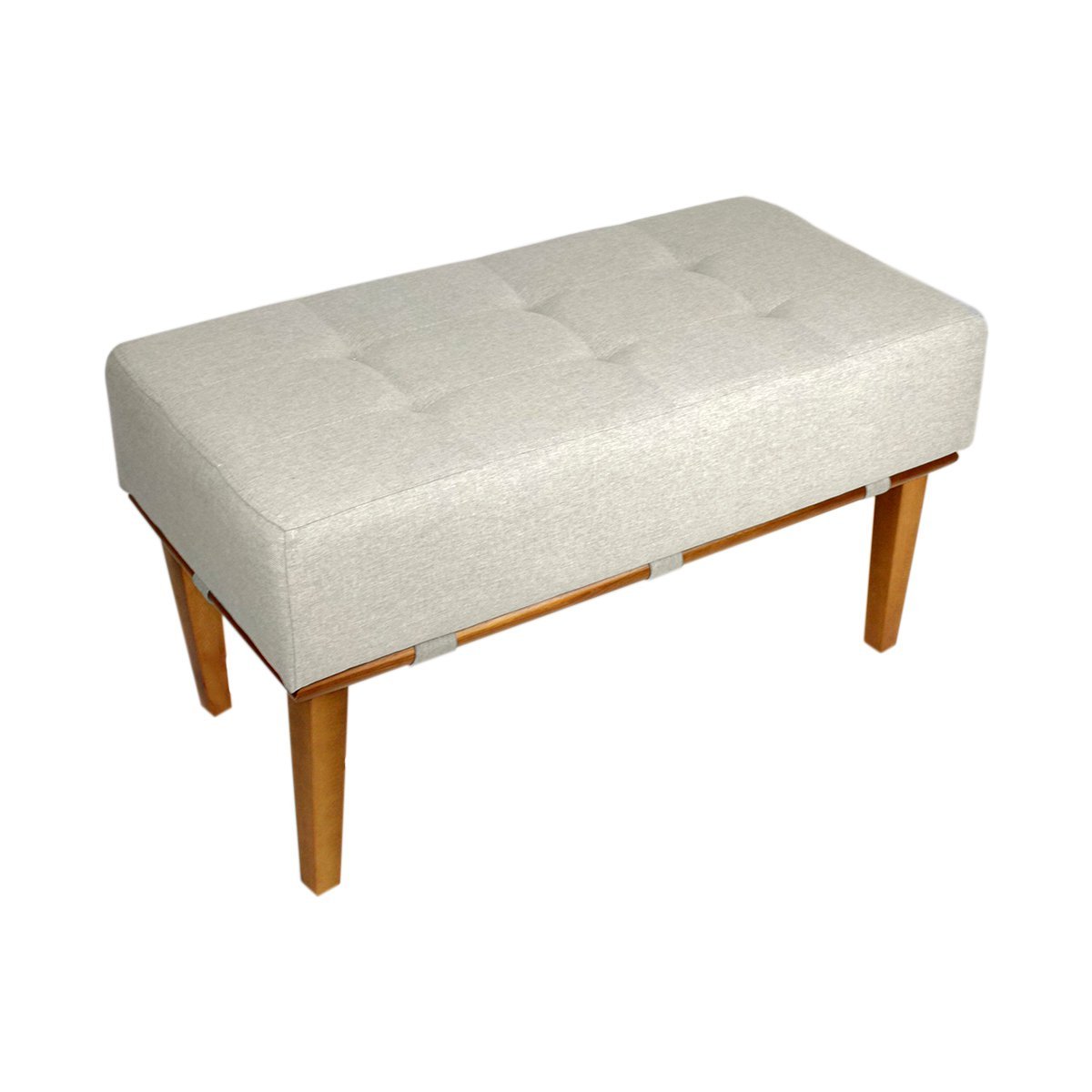 Puff Recamier Compacto Lounge Sala e Quarto em Linho 80x40 - Bege Claro