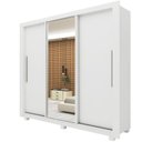 Ver imagem 2 de Guarda-Roupa Casal 3 Portas com 4 Gavetas com 1 Porta Espelho com Pés 100% MDF Roma