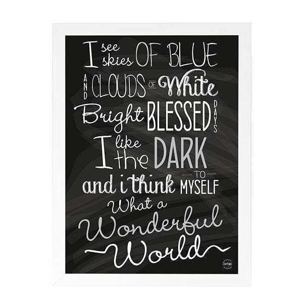 Quadro Decorativo What a Wonderful World - Branco - A4 - 24x33cm - 1