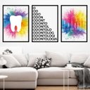 Ver imagem 1 de Kit 3 Quadros Odontologia, Dente - Colorido 33x24cm - com vidro:Madeira preta