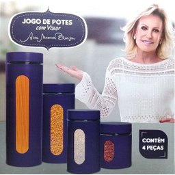 Jogo De Potes Porta Mantimentos Ana Maria Braga 4pc Azul - 2