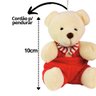 Urso Pelúcia Pendente Natal Creme Roupa Vermelha e Gravata Listrada 10cm - Magizi - 5