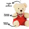 Urso Pelúcia Pendente Natal Creme Roupa Vermelha e Gravata Listrada 10cm - Magizi - 4