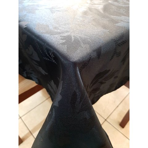 toalha de mesa retangular tecido jacquard preto 1,40x2,50