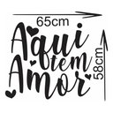 Ver imagem 3 de Adesivo de Parede Decorativo Frase Aqui Tem Amor