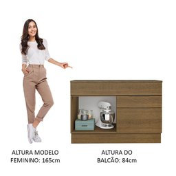 Balcão Gabinete de Pia 120 cm 1 Portas e 2 Gavetas (Com Tampo) Rustic Stella Madesa - 6