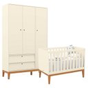 Ver imagem 1 de Berço Americano e Guarda Roupa Unique 3 Portas Off White Eco Wood - Matic