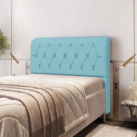 Cabeceira Sirus 160 Premium / A-043 Couro Artificial Azul Bebê