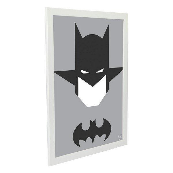 Quadro Decorativo Batman Minimalista - Branco - A5 - 18x24cm - 2