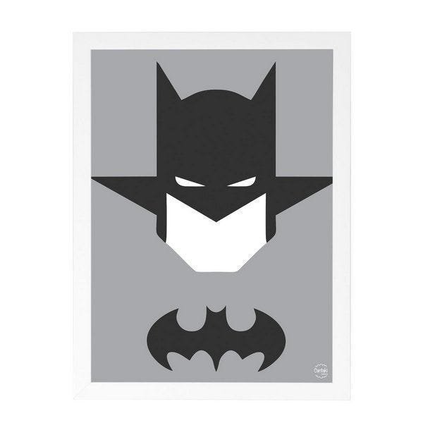 Quadro Decorativo Batman Minimalista - Branco - A5 - 18x24cm - 1