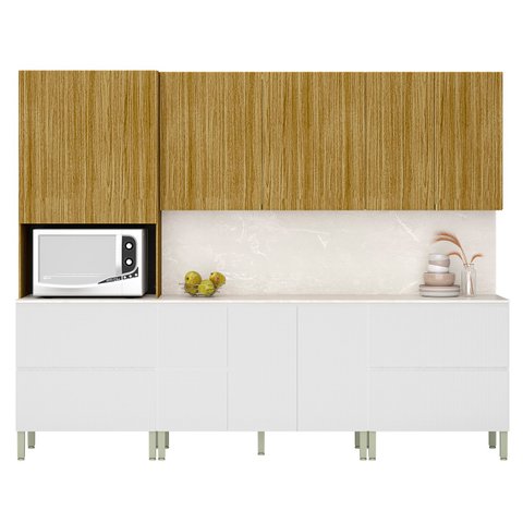 Armário de Cozinha Cp03 e Tampo 120cm Minsk K02 Branco/freijó - Mpozenato