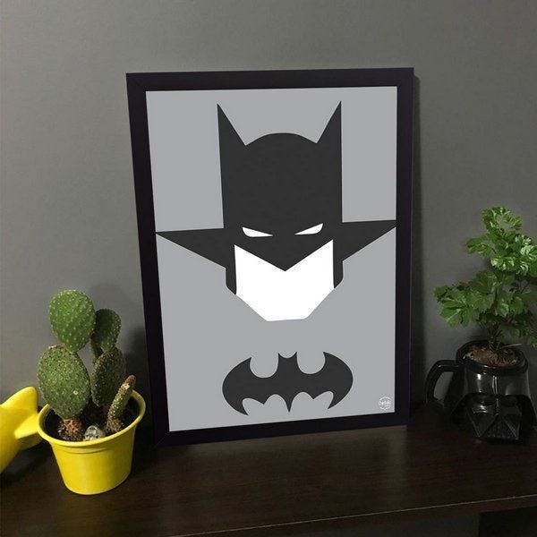 Quadro Decorativo Batman Minimalista - Preto - A3 - 33x45cm - 3