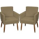 Ver imagem 1 de Kit 2 Poltronas Decorativa para Sala Recepção Beatriz Suede Cores Pé Palito Castanho