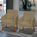 Ver imagem 3 de Kit 2 Poltronas Decorativa para Sala Recepção Beatriz Suede Cores Pé Palito Castanho