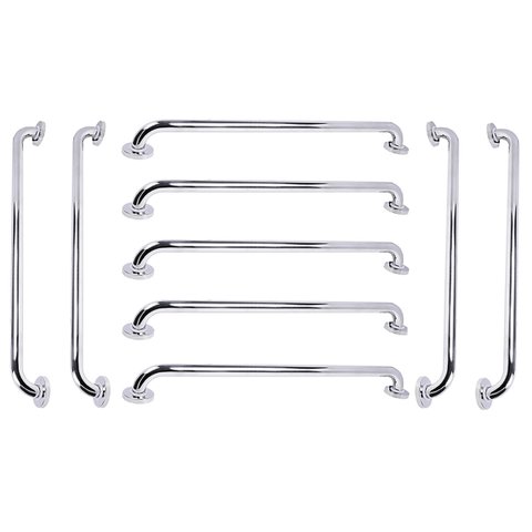 Barra de Apoio 70cm Inox Kit 9 Unidades Banheiro Box Gestante Idoso Criança Suporte Deficiente Prote