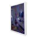 Ver imagem 1 de Quadro Decorativo Caixa Alta com Vidro Abstrato Azul Oceano TaColado Moldura Branca 90 x 60cm