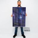 Ver imagem 2 de Quadro Decorativo Caixa Alta com Vidro Abstrato Azul Oceano TaColado Moldura Branca 90 x 60cm