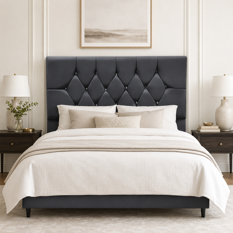 Cabeceira Estofada Cama Box Solteirão 100 cm Suede Nina:Cinza Escuro