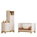 Ver imagem 2 de Quarto de Bebê com Berço Mini Cama e Roupeiro com Cômoda Qencanto Slim Freijó Branco Acetinado Qmovi
