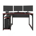 Ver imagem 2 de Mesa Gamer Meli Ideal para 3 Monitores Preto/vermelho - Pnr Móveis