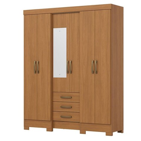 Guarda Roupa Casal 6 Portas 3 Gavetas Mentor Cinamomo - Henn - Briz