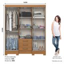 Ver imagem 4 de Guarda Roupa Casal 6 Portas 3 Gavetas Mentor Cinamomo - Henn - Briz