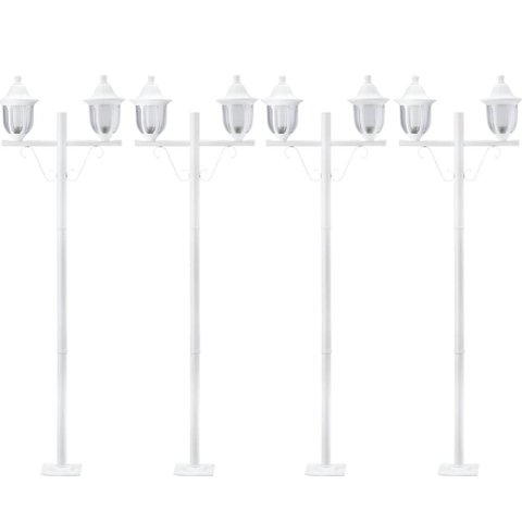 Kit 4 Postes Decorativos para Jardim 1,60m Branco Modena Dital E27 Bivolt Luminárias Externas Lente
