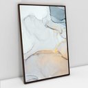 Ver imagem 1 de Quadro Decorativo em Canvas Abstrato Mármore Gold Blue TaColado Moldura Flutuante 4,5cm Madeira 120