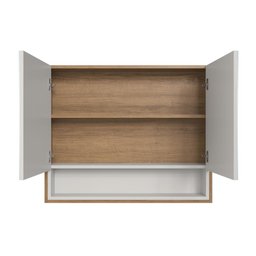 Armário Espelheira para Banheiro Helena com 2 Portas e Um Nicho Mel/arenas - 3
