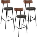 Ver imagem 1 de Kit 03 Banquetas Alta Cozinha Sala De Jantar Milão L02 Couríssimo Marrom Linho Chumbo - Lyam Decor