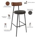 Ver imagem 4 de Kit 03 Banquetas Alta Cozinha Sala De Jantar Milão L02 Couríssimo Marrom Linho Chumbo - Lyam Decor