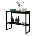 Ver imagem 2 de Aparador Industrial Hall de Entrada Adega Ísis com Duas Prateleiras Pés em Aço - Preto/preto