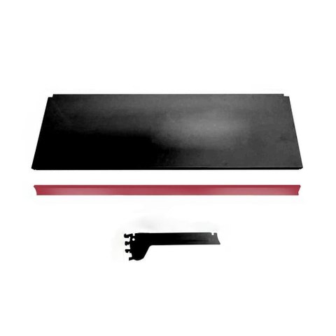 Kit 3 Bandeja Prateleira 30x91 Gôndolas New Plus Preto Porta Etiqueta Vermelho Sa Gôndolas