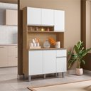 Ver imagem 3 de Kit Cozinha Compacta 6 Portas 105 Cm Marcia Amendoa Branco Reajl Moveis
