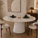 Ver imagem 4 de Mesa de Jantar Cone Oval 180x100 cm Tampo Quartzito Taj Mahal e Base Laca Branca