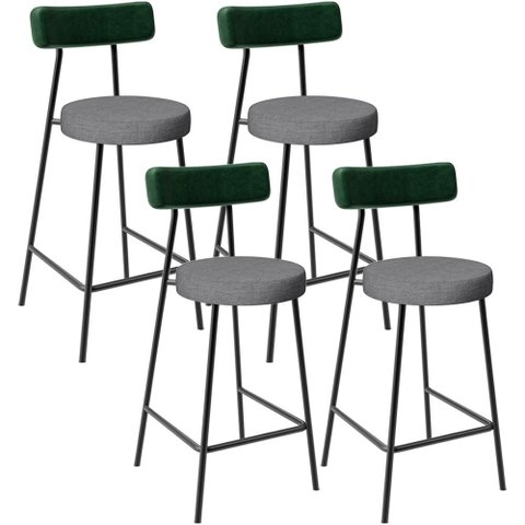 Kit 04 Banquetas Baixa Cozinha e Sala Jantar Bancada Milão L02 Facto Verde Cinza Escuro - lyam