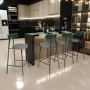 Ver imagem 2 de Kit 04 Banquetas Baixa Cozinha e Sala Jantar Bancada Milão L02 Facto Verde Cinza Escuro - lyam