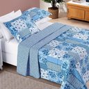 Ver imagem 3 de Colcha + Jogo de Cama Bouti Estampado King 07 Peças 100% Poliéster - Azul Sereno