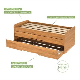 Cama Solteiro Juliette Freijó Bibox Auxiliar 2 Gavetas - Robel - 5