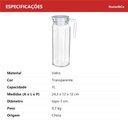 Ver imagem 7 de Jarra de Vidro 1L Transparente 24x8x8cm Água Suco Chá Bebidas Mesa Detox Cozinha