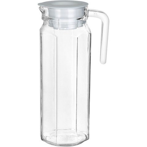 Jarra de Vidro 1L Transparente 24x8x8cm Água Suco Chá Bebidas Mesa Detox Cozinha