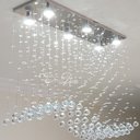 Ver imagem 1 de Lustre de Cristal para Mesa de Jantar com 70cm de Altura e Base de Inox Espelhado de 70x20cm